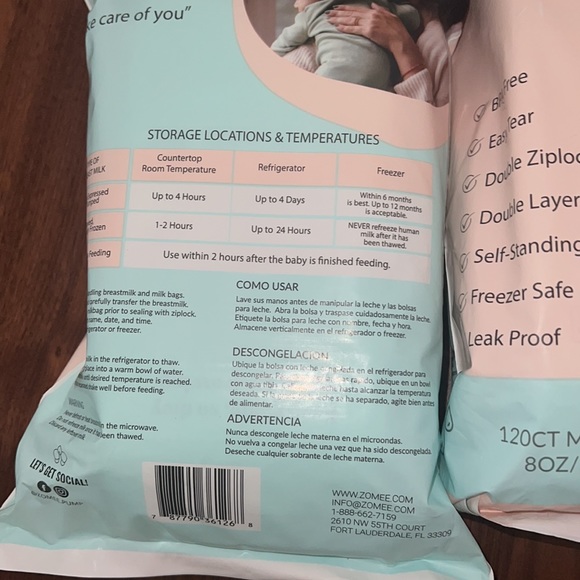 Zomee 240 count breastmilk storage bags - Picture 3 of 3